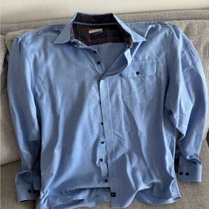 johnnie-O Light Blue Casual Button-Down Flannel Shirt